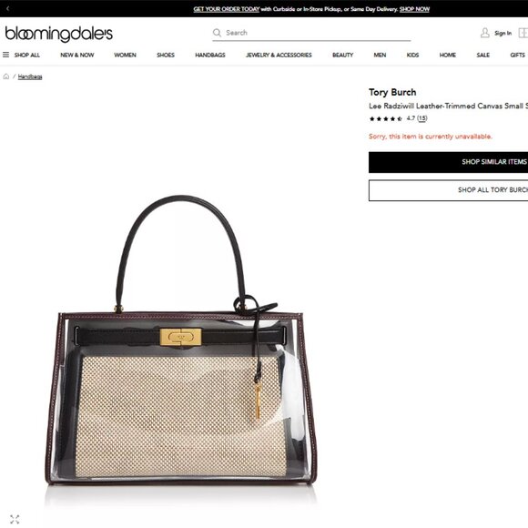 Tory Burch Lee Radziwill Leather-Trimmed Canvas Small Satchel with Raincoat - Picture 5 of 15